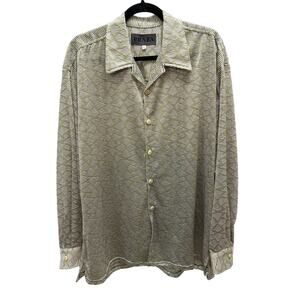 Praza Men’s Shirt Geometric Print Long Sleeve Size Large Polyester Vintage
